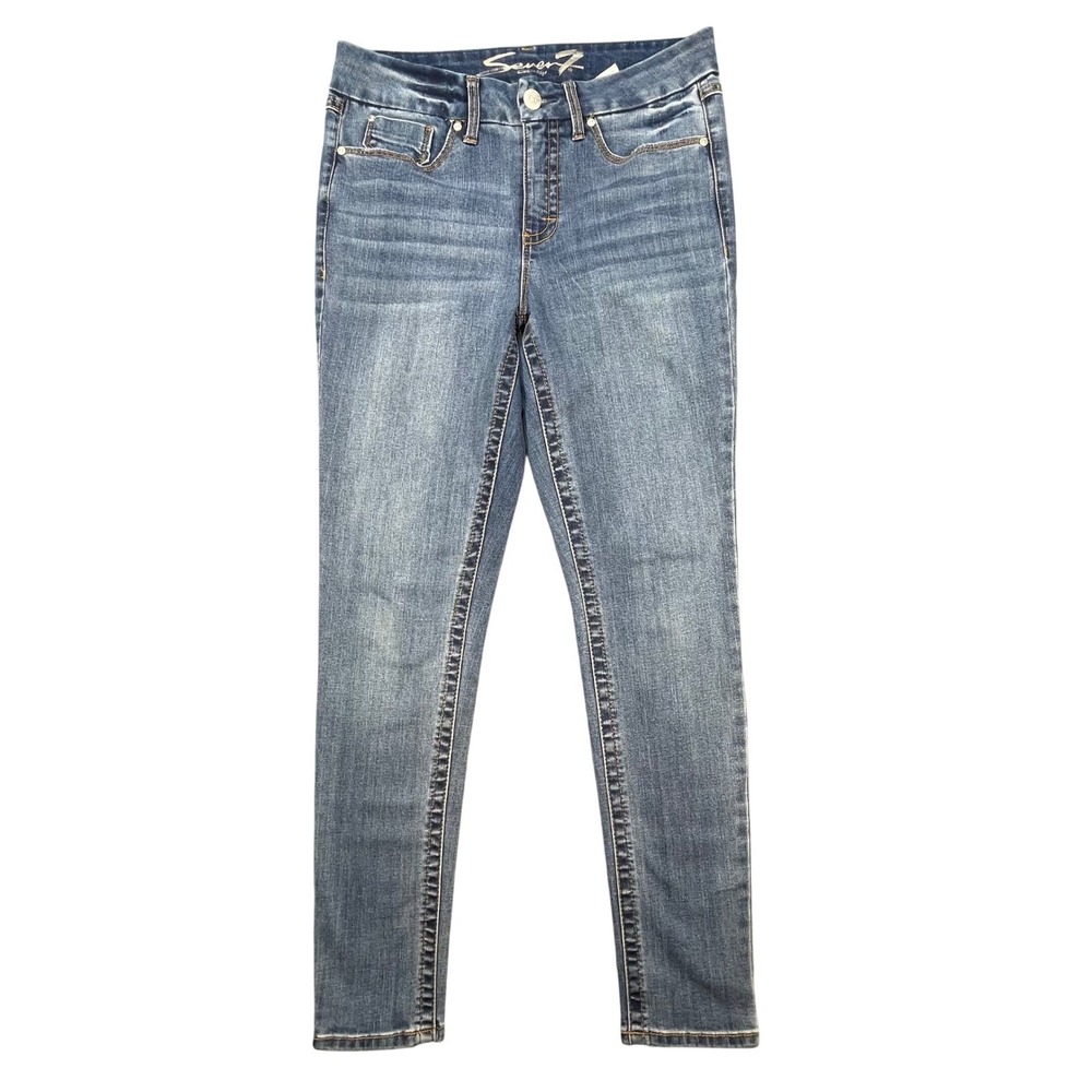 Seven7 Blue Tummyless High Rise Skinny Jeans Womens Size 8